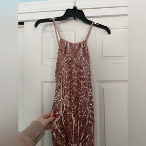 Night Way Collections Rose Gold Sequin Prom Dress